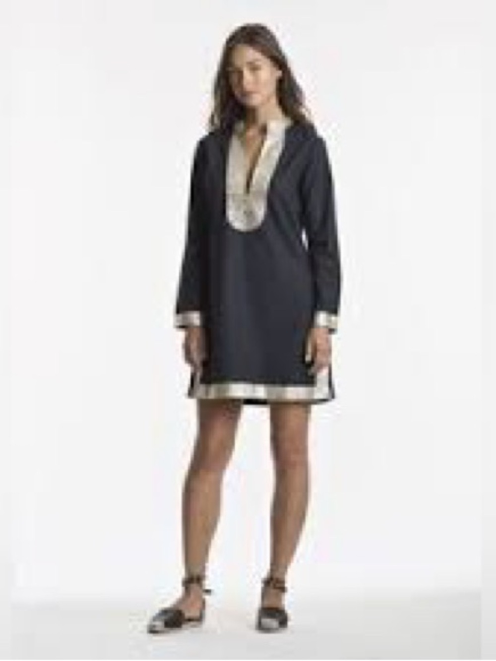 Gallabia Urban Casual Kaftan Dress with Ivory Trim. Medium